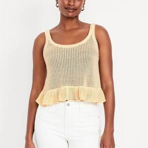 Old Navy Sweet Butter Sleeveless Open-Stitch Peplum Sweater